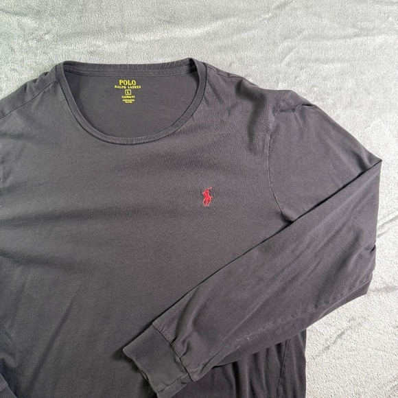 Polo Ralph Lauren Long Sleeve T-Shirt Custom Fit Red Pony Logo Large - Picture 1 of 8